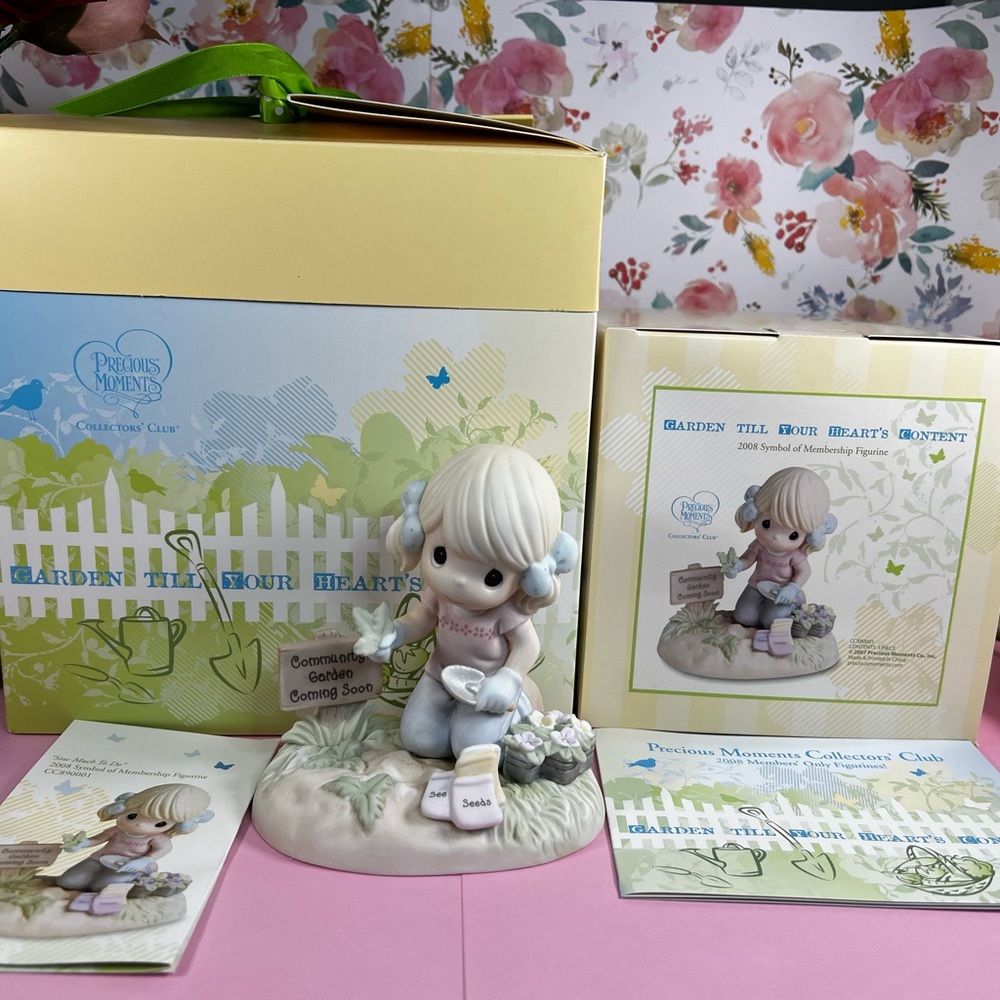 🛑SOLD🛑 Precious Moments 2008 Collectors' Club "Sow Much To Do" Garden Hearts - Picture 4 of 10